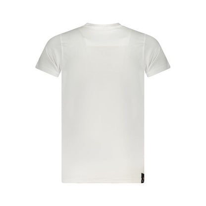 Back view of Accademia Militare White Cotton T-Shirt with short sleeves, crew neck, and logo print.