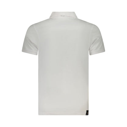 Accademia Militare White Cotton Polo Shirt, short sleeve, eagle logo, 3 buttons, back view.