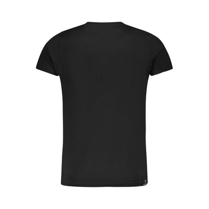 Accademia Militare Black Cotton T-Shirt, short sleeve, crew neck, featuring extended academy logo print from back view.