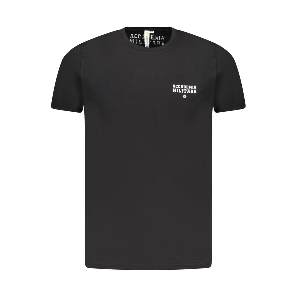 Accademia Militare Black Cotton T-Shirt, short sleeve, crew neck, logo print