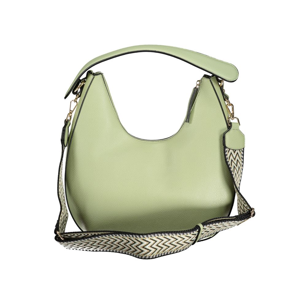 Mario Valentino Green Polyethylene Handbag with shoulder handle, adjustable straps, internal pocket, phone holder, and zip closure.
