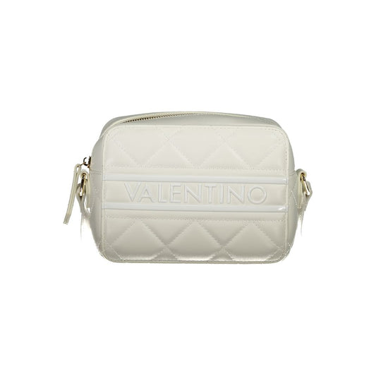 Mario Valentino White Polyethylene Handbag with adjustable shoulder strap, zip closure, and logo detail.