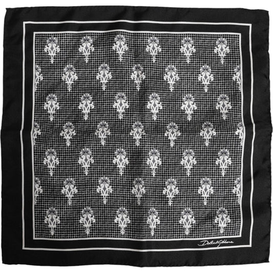 Dolce & Gabbana Black White Printed Square Foulard Scarf