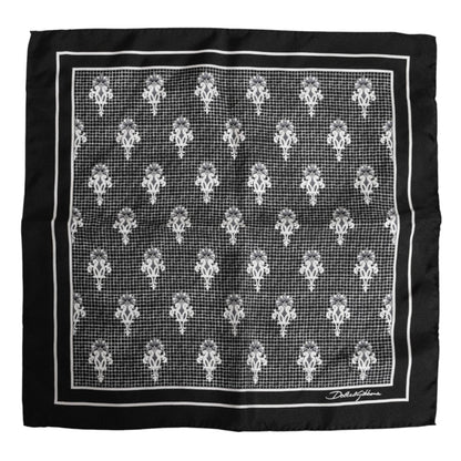 Dolce & Gabbana Black White Printed Square Foulard Scarf