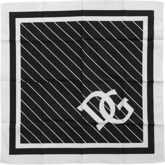 Dolce & Gabbana Black White DG Logo Square Men Foulard Scarf