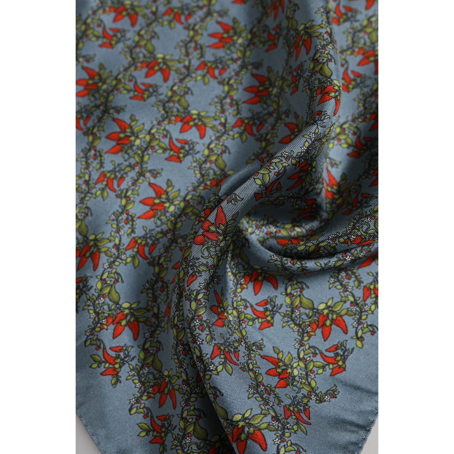 Dolce & Gabbana Gray Chilis Silk Square Men Foulard Scarf Dolce & Gabbana