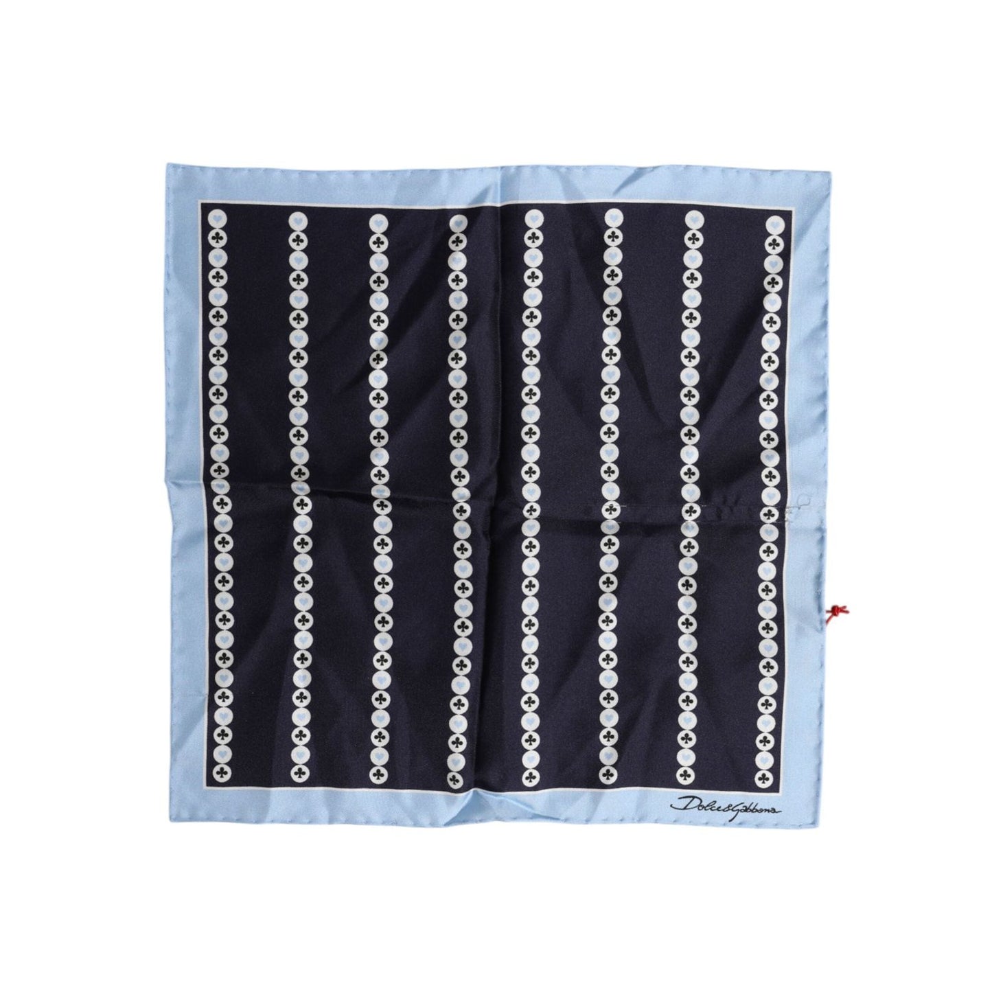 Dolce & Gabbana Blue Printed Silk Square Men Foulard Scarf MS7392