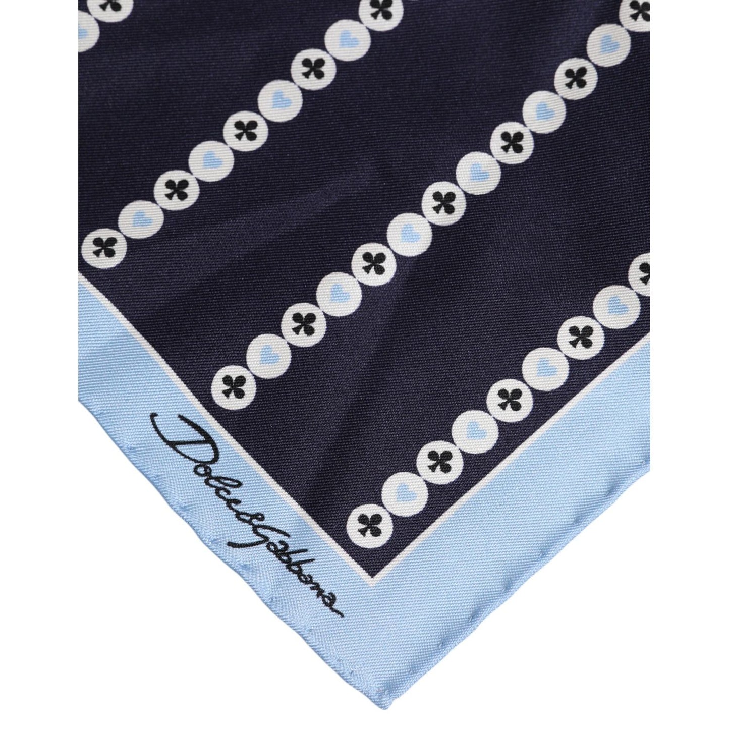 Dolce & Gabbana Blue Printed Silk Square Men Foulard Scarf MS7392