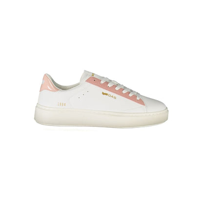 Gas White Polyester Women Sneaker with pink accents and chic print, featuring the iconic Gas logo for sporty style and comfort.