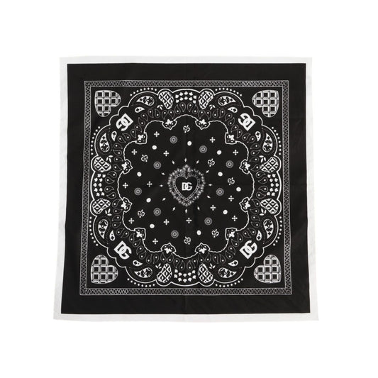 Dolce & Gabbana Black White Bandana Square Men Foulard Scarf