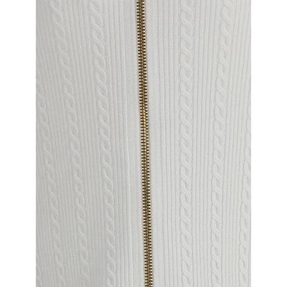 Balmain White Viscose Midi Skirt