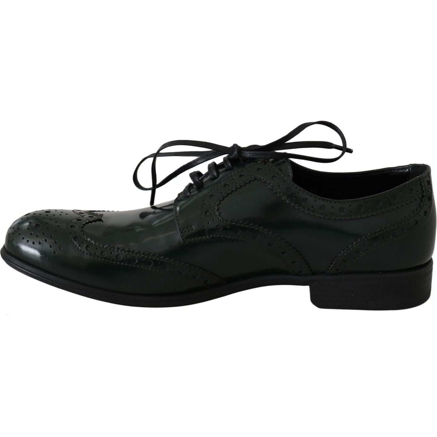 Dolce & Gabbana Green Leather Broque Oxford Wingtip Shoes