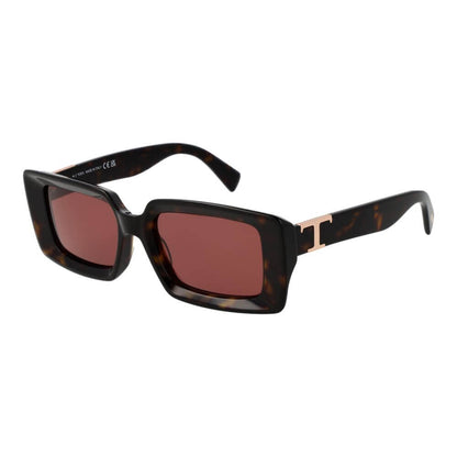 Tod's Brown Acetate Sunglasses with rose lenses and full-rim rectangle frame.