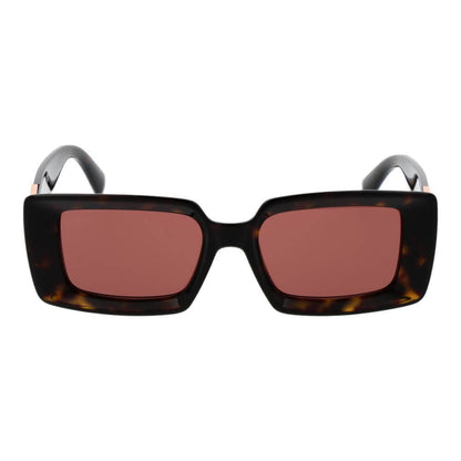 Tod's Brown Acetate Sunglasses with rose lenses, full-rim rectangle frame, 100% UV protection, 140mm temples, includes branded case.