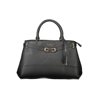 Guess Jeans Black Polyethylene Handbag with handles, adjustable strap, and logo detailing