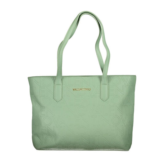 Mario Valentino Green Polyethylene Handbag with two handles, zip closure, two internal pockets, and contrasting details. Logo on front.