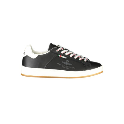 Esercito 1659 Black Leather Men Sneaker with contrasting details and logo, showcasing modern athletic style.