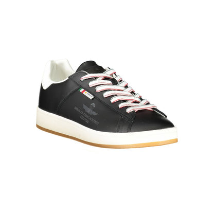 Esercito 1659 Black Leather Men Sneaker with logo and contrasting details, showcasing modern style and athletic elegance.