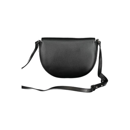 Calvin Klein Black Polyethylene Handbag with adjustable shoulder strap, magnetic closure, and internal card pocket, luxury fashion accessory.