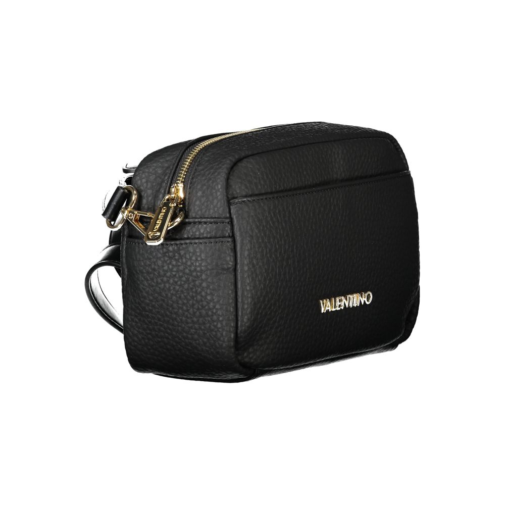 Mario Valentino Black Polyethylene Handbag with adjustable shoulder strap, external pocket, contrasting details, and zip closure.
