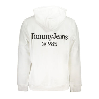 Back view of a Tommy Hilfiger White Cotton Men Sweater with Tommy Jeans logo, showcasing iconic American style.
