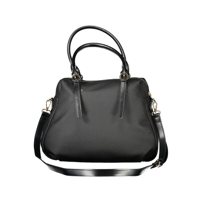 Mario Valentino Black Polyethylene Handbag with adjustable handles and strap, internal pocket, phone spaces, logo, zip closure.