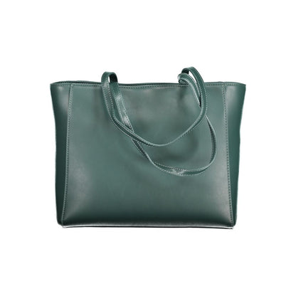 Mario Valentino Green Polyethylene Handbag with two handles, internal pocket, phone spaces, zip closure, and logo. Recycled material.
