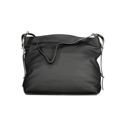 Mario Valentino Black Polyethylene Handbag with adjustable shoulder handle, 2 internal pockets, zip closure, and logo detail.