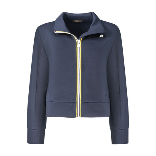 K-WAY Blue Polyester Women Sweater with zippered front and contrasting details