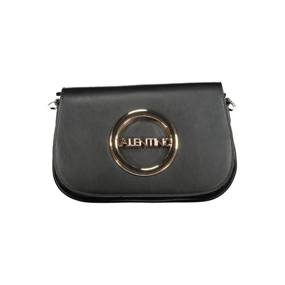 Mario Valentino Black Polyethylene Handbag with adjustable strap, internal pockets, and logo