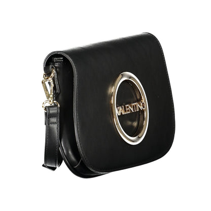 Mario Valentino Black Polyethylene Handbag with adjustable removable strap, logo, and zip closure.