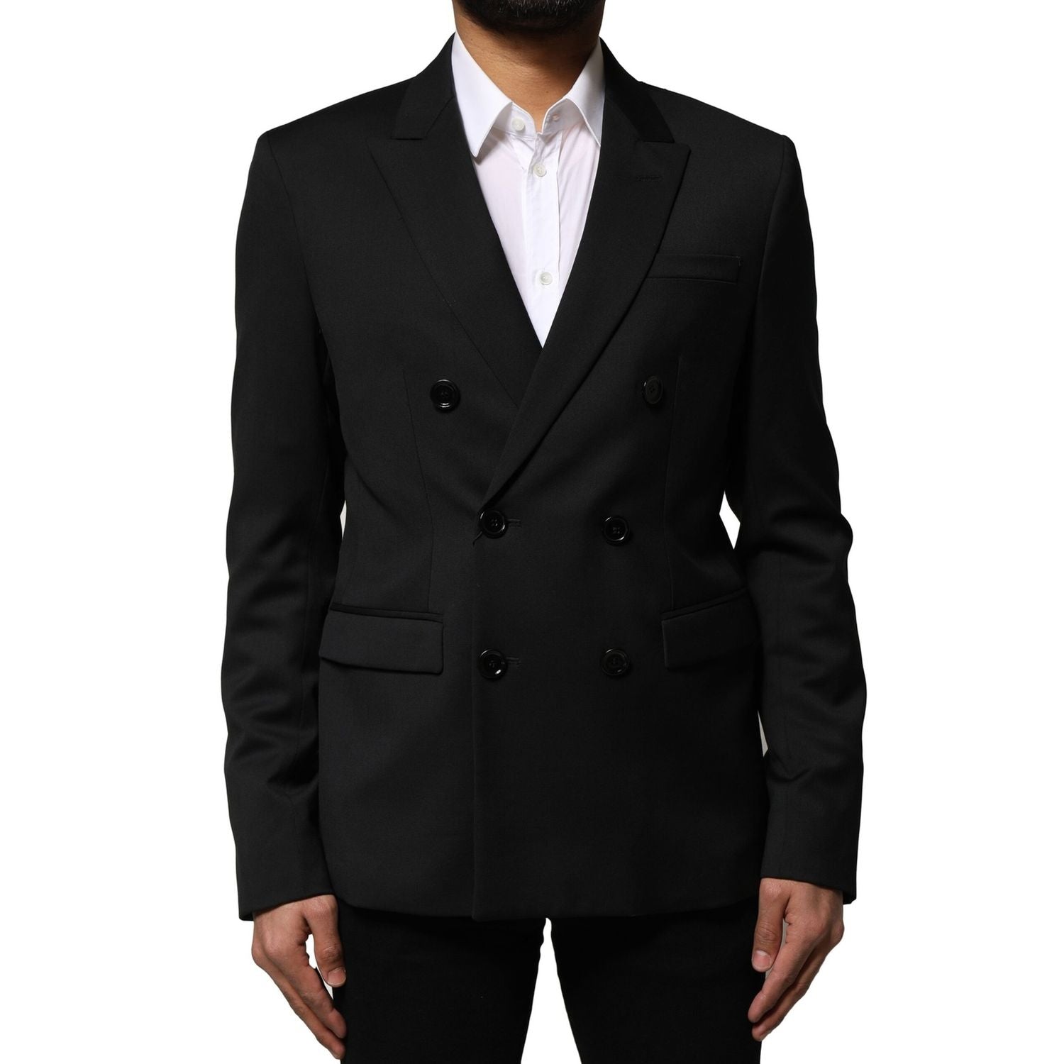 Emporio Armani Black Double Breasted Men Jacket Suit Blazer