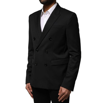 Emporio Armani Black Double Breasted Men Jacket Suit Blazer