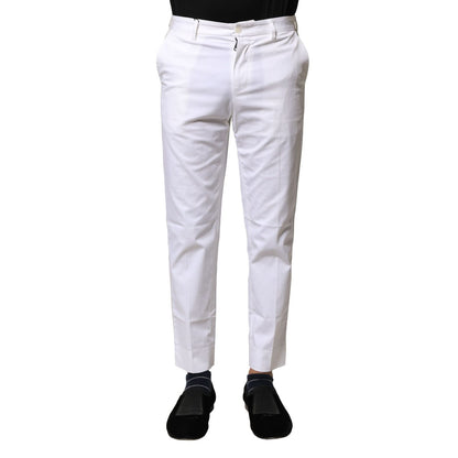 Dolce & Gabbana White Cotton Straight Logo Men Pants Dolce & Gabbana