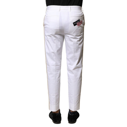 Dolce & Gabbana White Cotton Straight Logo Men Pants Dolce & Gabbana