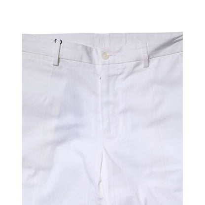 Dolce & Gabbana White Cotton Straight Logo Men Pants Dolce & Gabbana