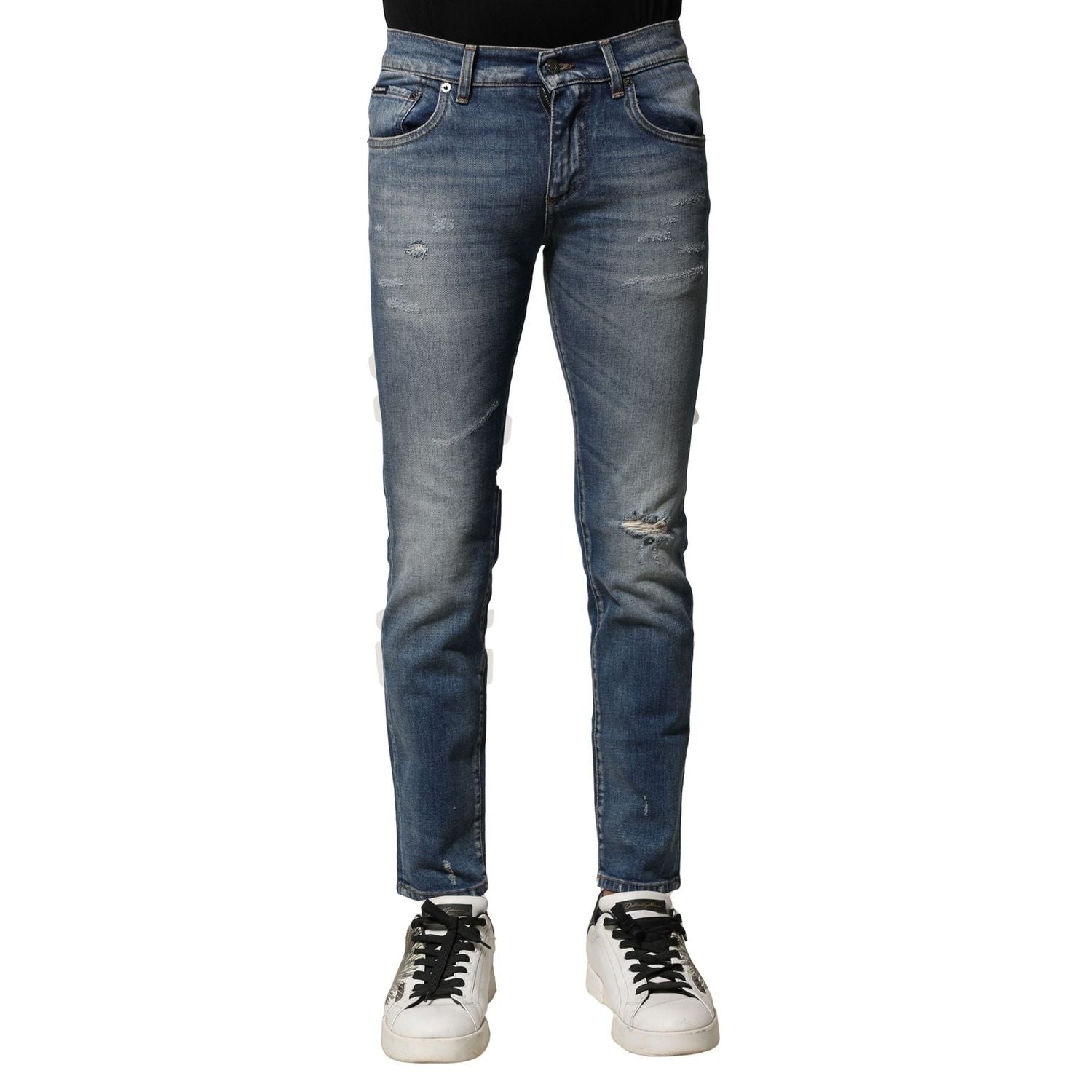 Dolce & Gabbana Blue Washed Cotton Slim Fit Men Denim Jeans