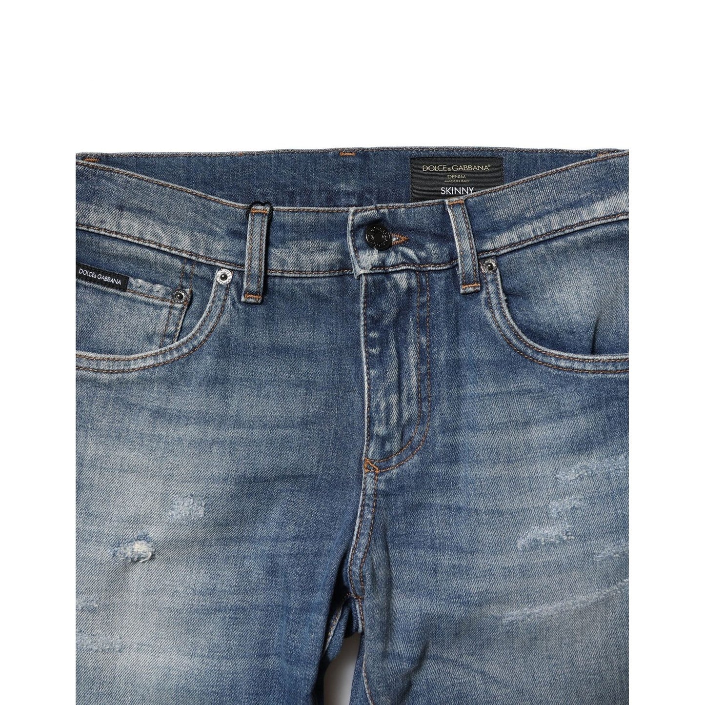 Dolce & Gabbana Blue Washed Cotton Slim Fit Men Denim Jeans