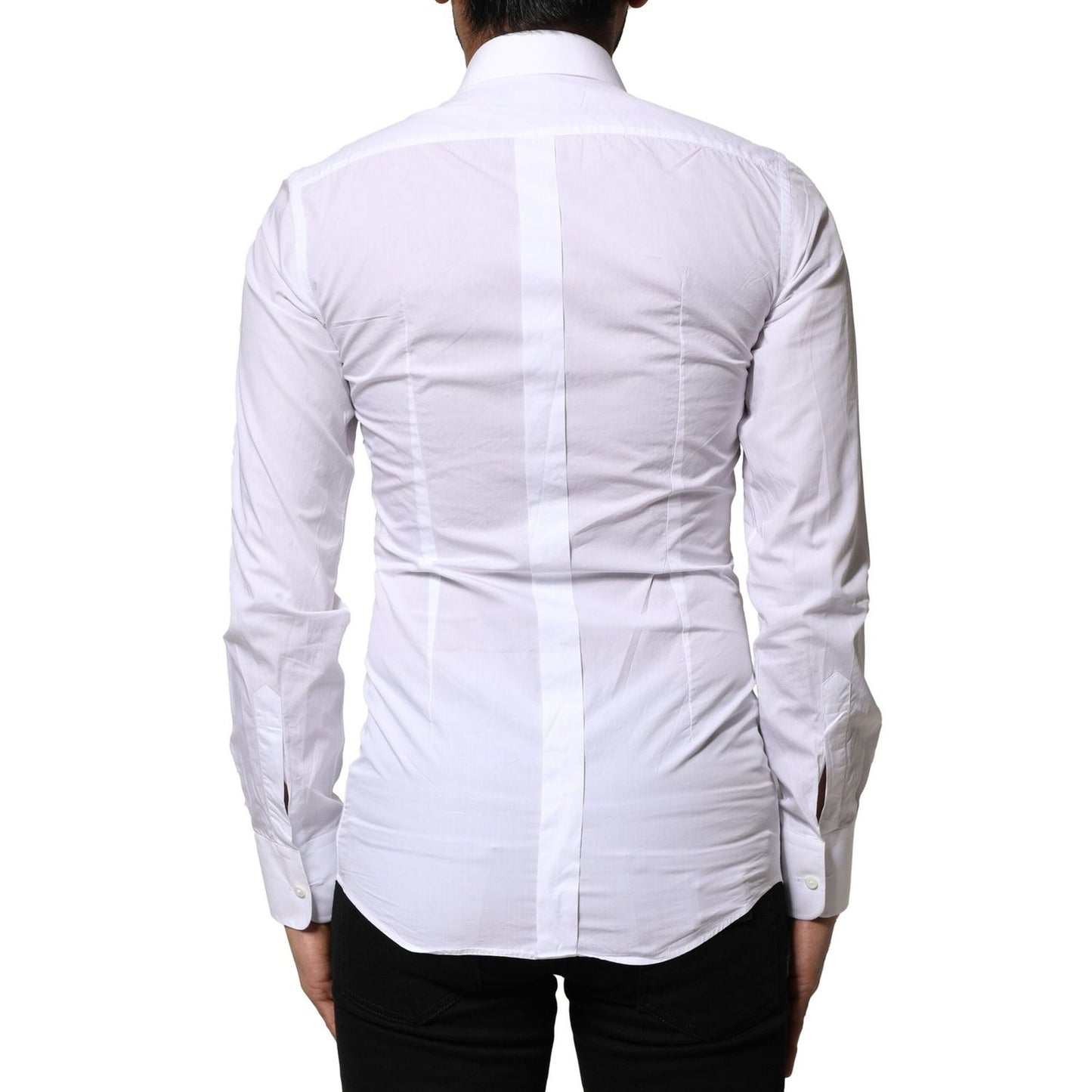 Dolce & Gabbana White GOLD Cotton Poplin Formal Dress Shirt