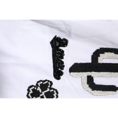 Dolce & Gabbana White GOLD Embroidery Detailed Dress Shirt