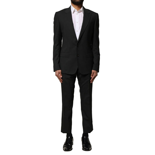 Dolce & Gabbana Black Wool 2 Piece Single Breasted Suit