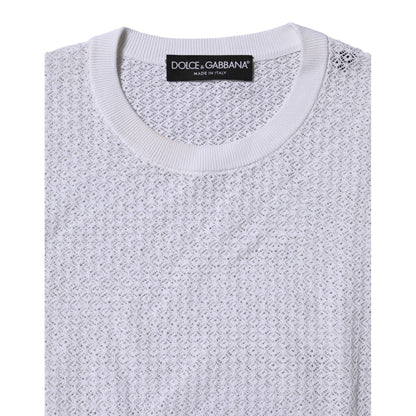 Dolce & Gabbana White Round Neck Long Sleeves Pullover Top