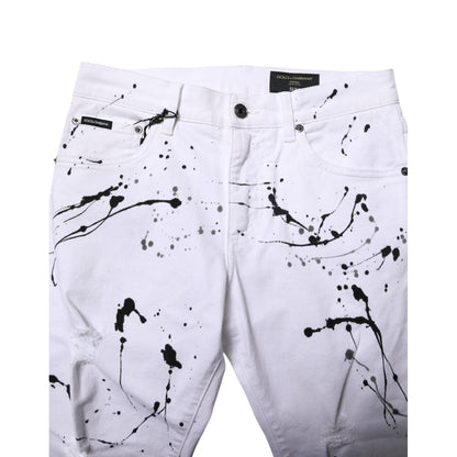 Dolce & Gabbana White ColorSplash Skinny Denim Jeans