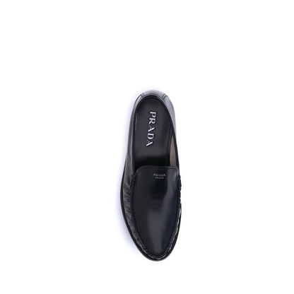 Prada Black Calf Leather Bos Taurus Slip-On Loafers