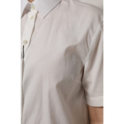 Dolce & Gabbana White Cotton Short Sleeves Collared Top Shirt