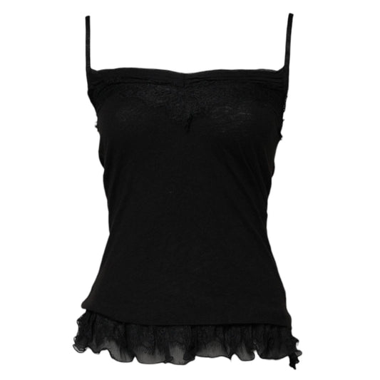 Scervino Street Black Wool Sleeveless Square Neck Tank Top TSH84149-38