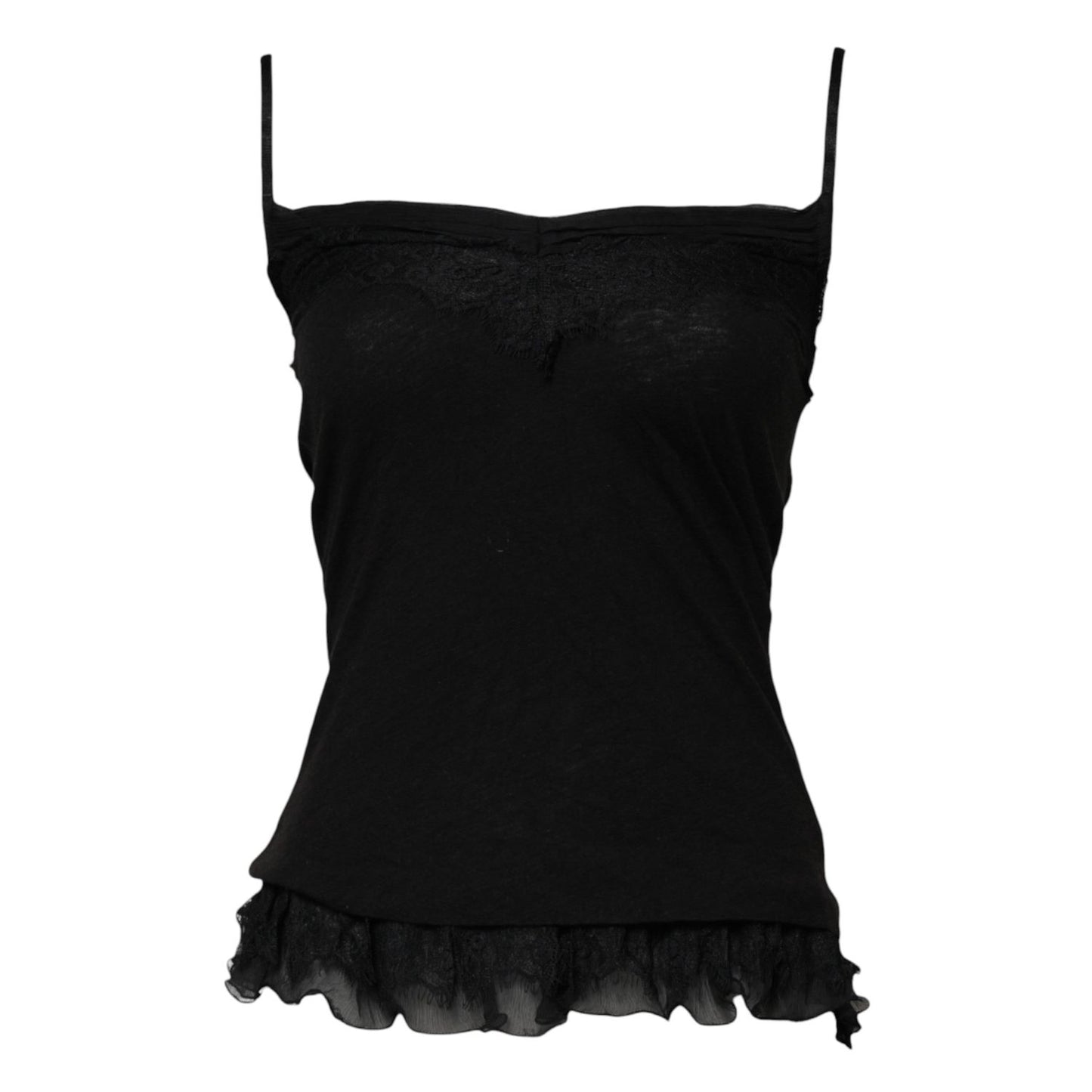 Scervino Street Black Wool Sleeveless Square Neck Tank Top TSH84149-38