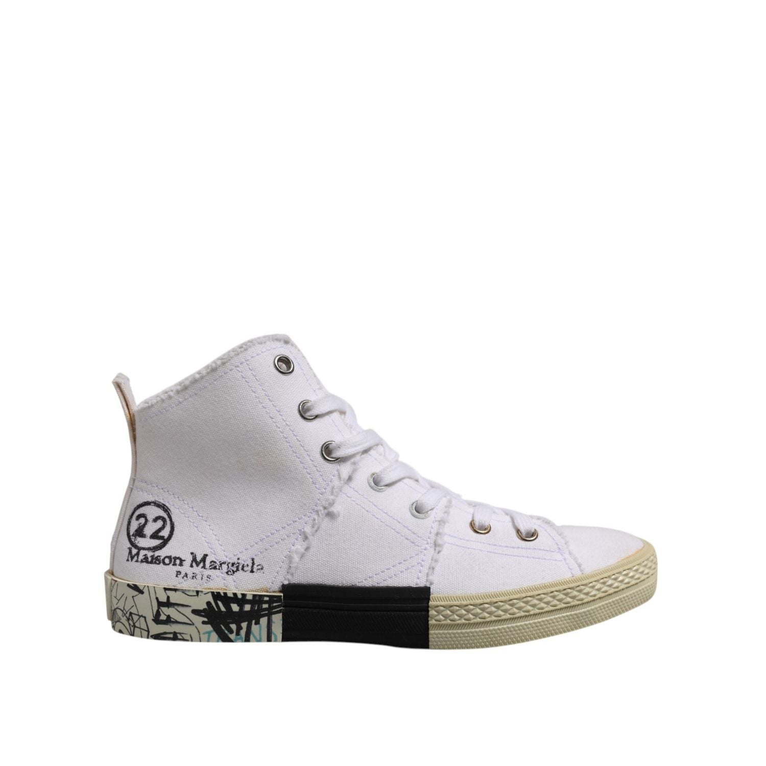 Maison Margiela White Lace Up Mid Top Women Sneakers Shoes