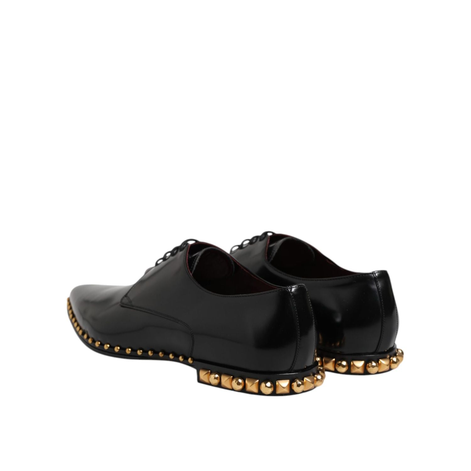 Dolce & Gabbana Black Leather Studded Derby Men Dress Shoes
