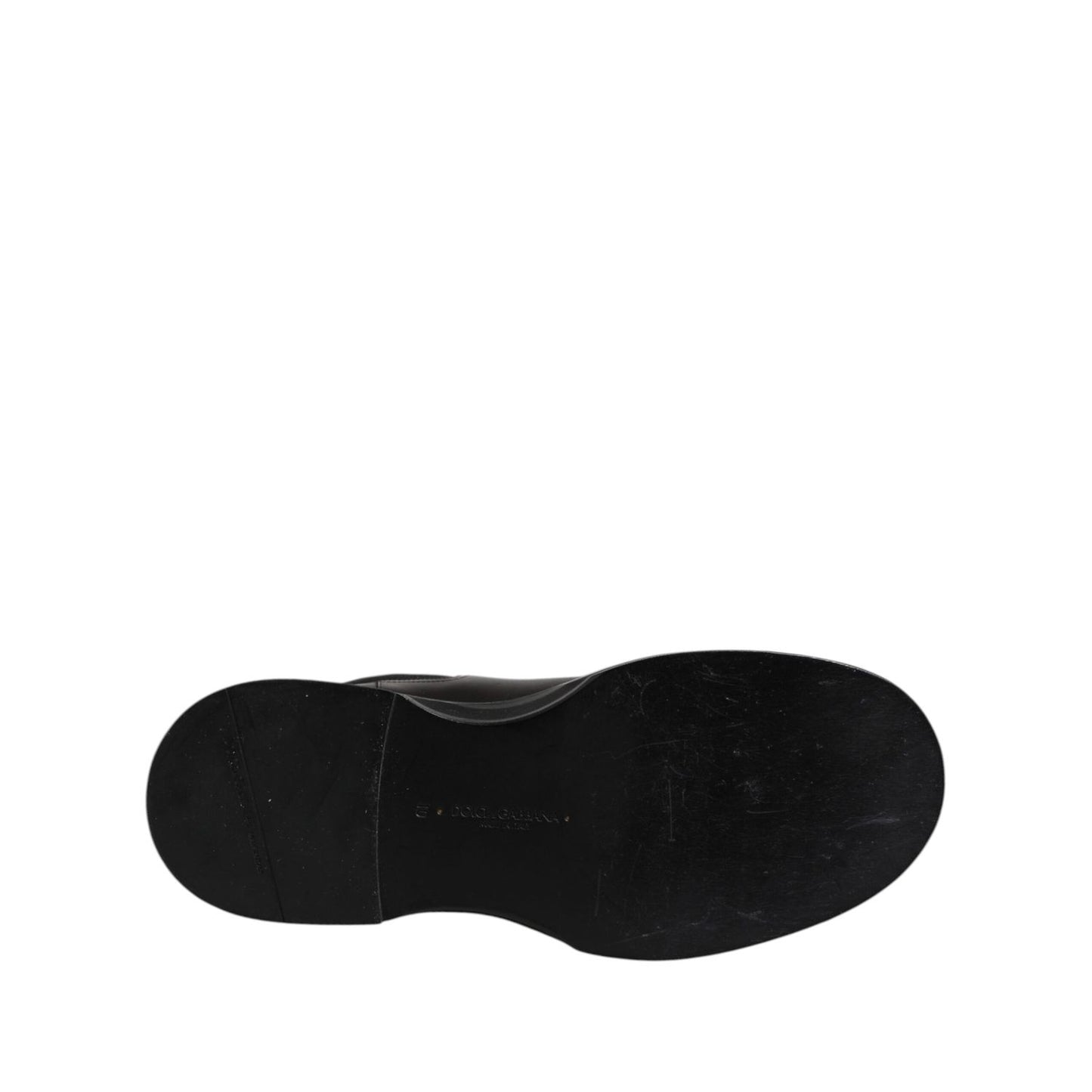 Dolce & Gabbana Black Leather Mid Calf Boots Flats Shoes